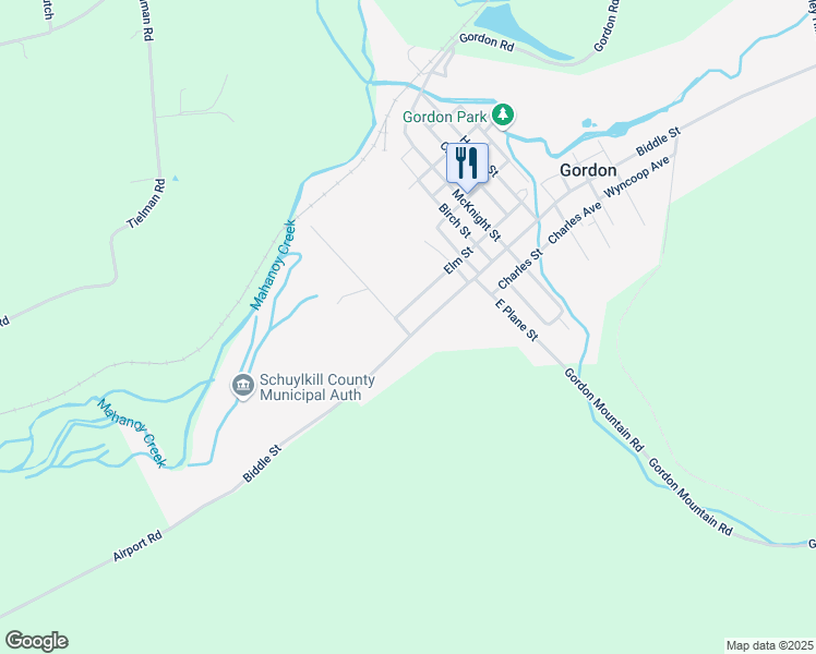 map of restaurants, bars, coffee shops, grocery stores, and more near 304 Biddle Street in Ashland