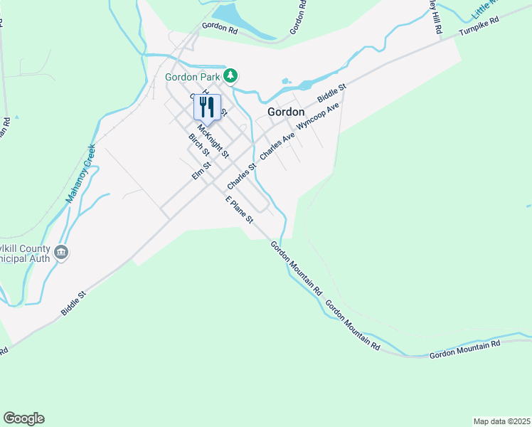 map of restaurants, bars, coffee shops, grocery stores, and more near 128 McKnight Street in Gordon