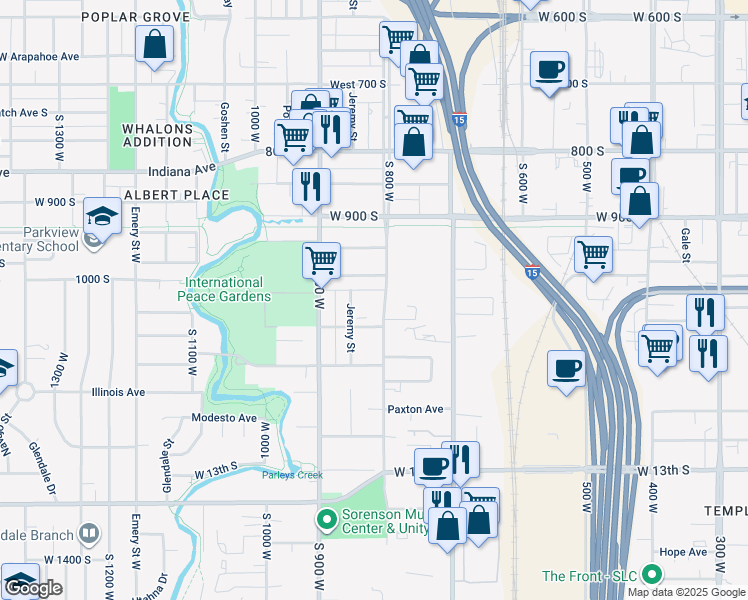 map of restaurants, bars, coffee shops, grocery stores, and more near 837 West Fayette Avenue in Salt Lake City