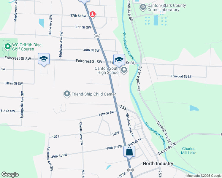 map of restaurants, bars, coffee shops, grocery stores, and more near in Stark County