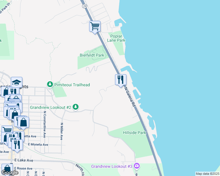map of restaurants, bars, coffee shops, grocery stores, and more near 2006 E Roosevelt Rd in Peoria Heights