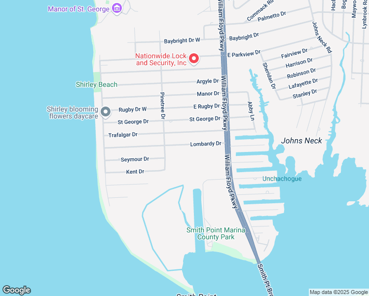map of restaurants, bars, coffee shops, grocery stores, and more near 63 Lombardy Drive in Shirley