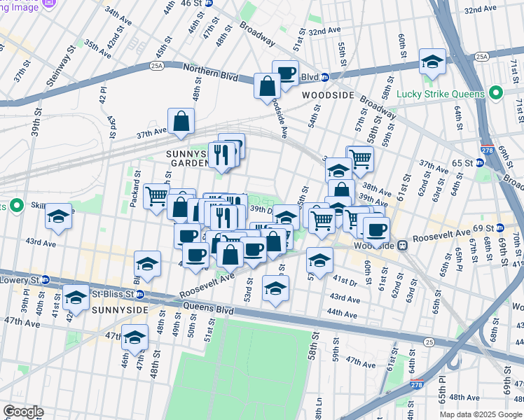 map of restaurants, bars, coffee shops, grocery stores, and more near in 