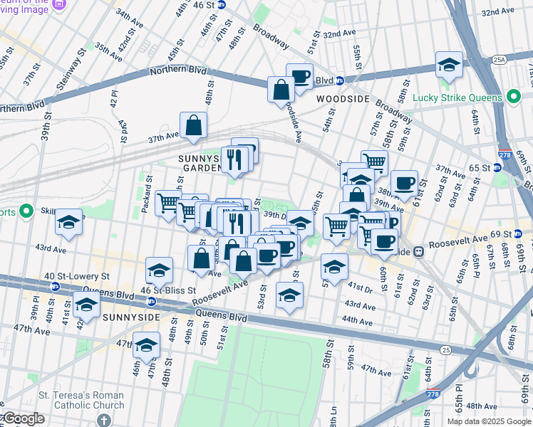 map of restaurants, bars, coffee shops, grocery stores, and more near in 
