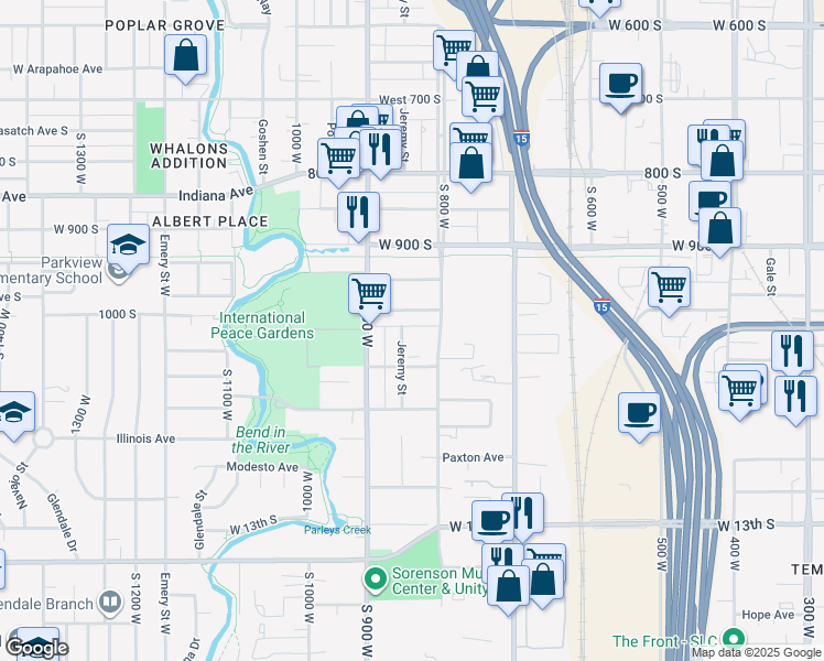 map of restaurants, bars, coffee shops, grocery stores, and more near 837 West Fayette Avenue in Salt Lake City