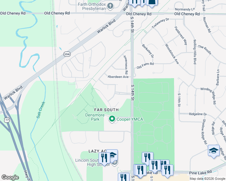 map of restaurants, bars, coffee shops, grocery stores, and more near 6410 White Dove Circle in Lincoln