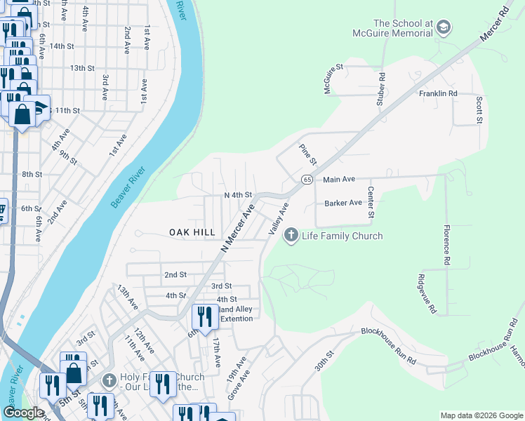 map of restaurants, bars, coffee shops, grocery stores, and more near 1703 North 3rd Street in New Brighton