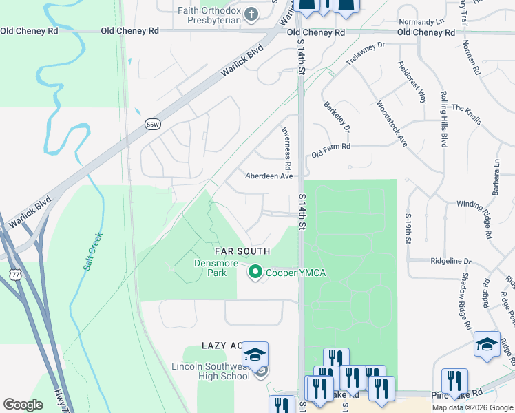 map of restaurants, bars, coffee shops, grocery stores, and more near 6410 White Dove Circle in Lincoln