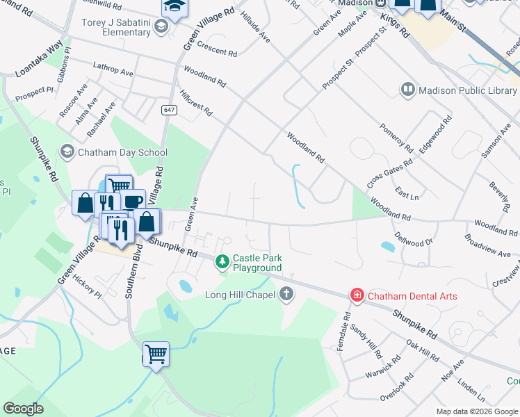 map of restaurants, bars, coffee shops, grocery stores, and more near 3 Colonial Way in Madison