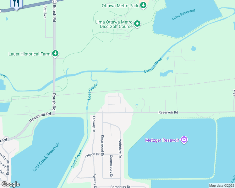 map of restaurants, bars, coffee shops, grocery stores, and more near 243 Ridge Crest Circle in Lima