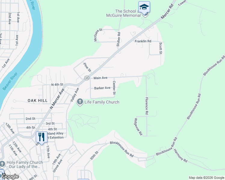 map of restaurants, bars, coffee shops, grocery stores, and more near 132 Barker Avenue in New Brighton