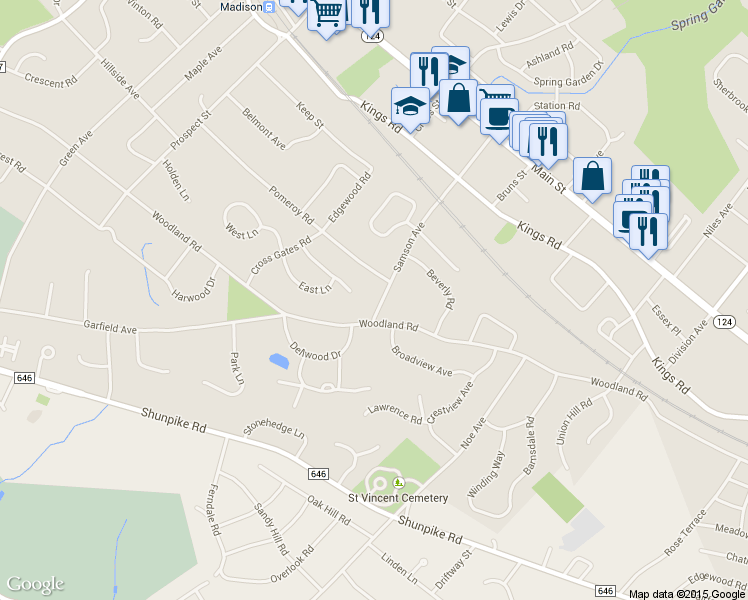 map of restaurants, bars, coffee shops, grocery stores, and more near 85 Samson Avenue in Madison