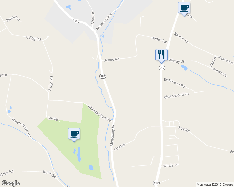 map of restaurants, bars, coffee shops, grocery stores, and more near 206 Monocacy Drive in Bath