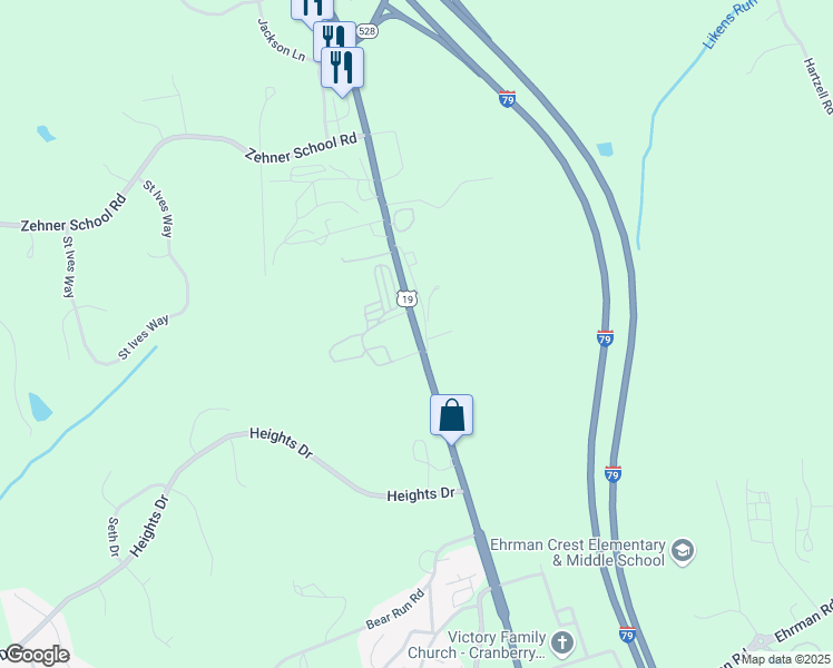 map of restaurants, bars, coffee shops, grocery stores, and more near 22030 Perry Highway in Zelienople