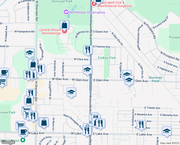 map of restaurants, bars, coffee shops, grocery stores, and more near 124 West Northland Avenue in Peoria
