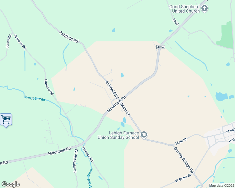 map of restaurants, bars, coffee shops, grocery stores, and more near 8635 Ashfield Road in Slatington