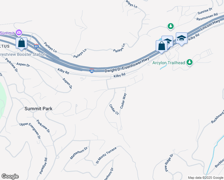 map of restaurants, bars, coffee shops, grocery stores, and more near 7985 Douglas Drive in Park City