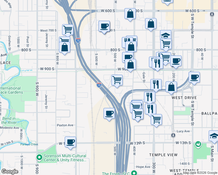 map of restaurants, bars, coffee shops, grocery stores, and more near 501 Fayette Avenue South in Salt Lake City