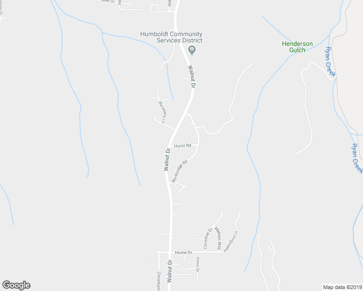 map of restaurants, bars, coffee shops, grocery stores, and more near 2096 Hurst Road in Eureka