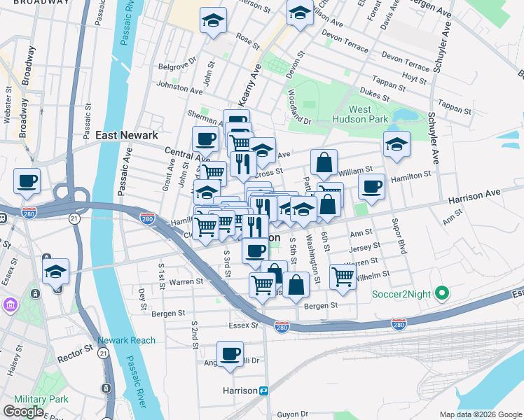 map of restaurants, bars, coffee shops, grocery stores, and more near 418 Cleveland Avenue in Harrison