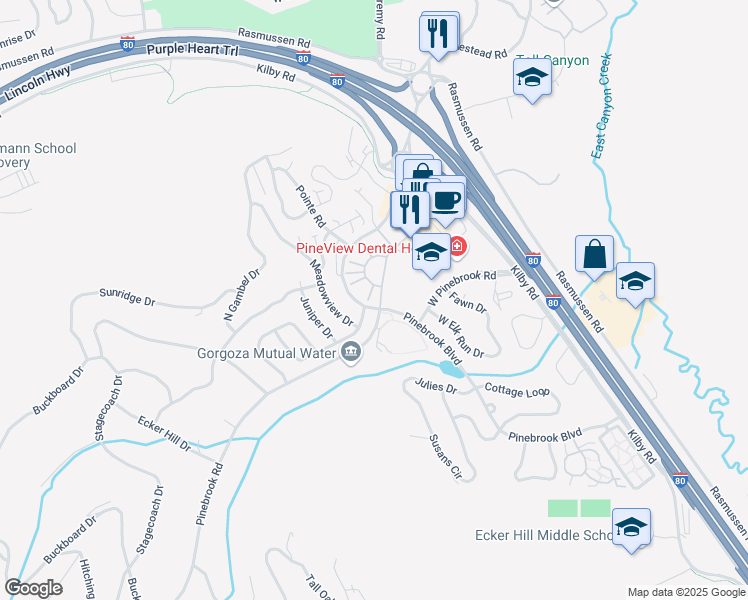 map of restaurants, bars, coffee shops, grocery stores, and more near 8077 Courtyard Loop in Park City