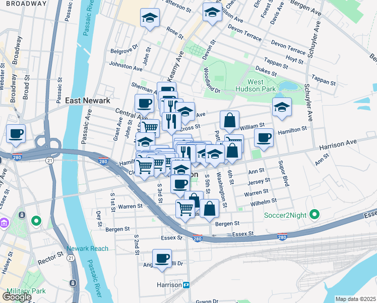 map of restaurants, bars, coffee shops, grocery stores, and more near 418 Cleveland Avenue in Harrison