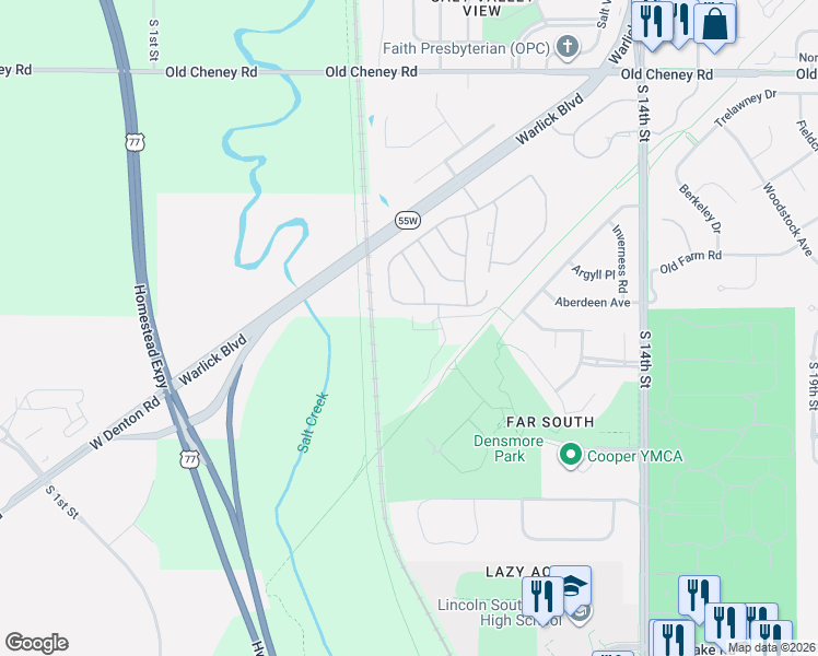 map of restaurants, bars, coffee shops, grocery stores, and more near 6333 Maple View Drive in Lincoln