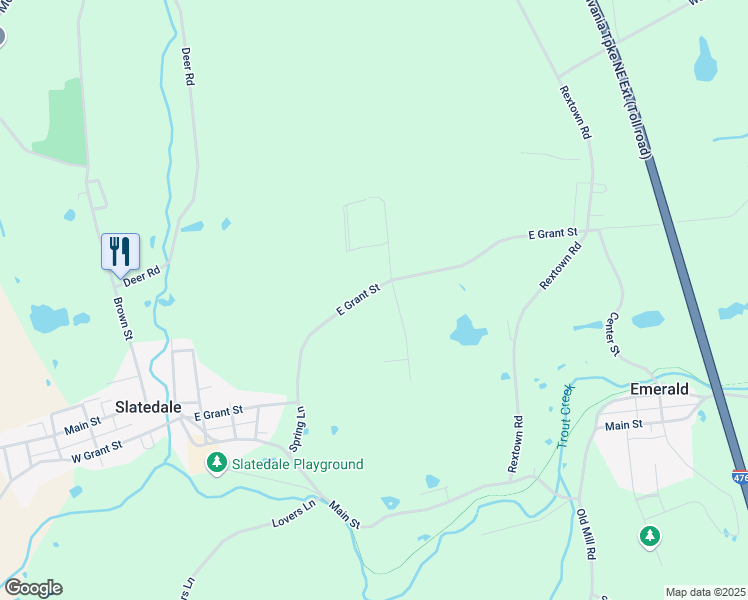 map of restaurants, bars, coffee shops, grocery stores, and more near 3638 East Grant Street in Slatington