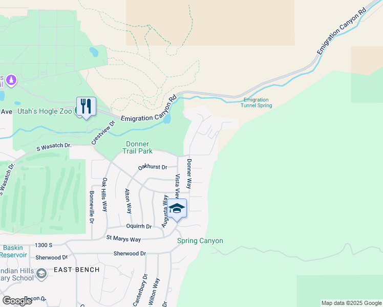 map of restaurants, bars, coffee shops, grocery stores, and more near 996 Donner Way in Salt Lake City