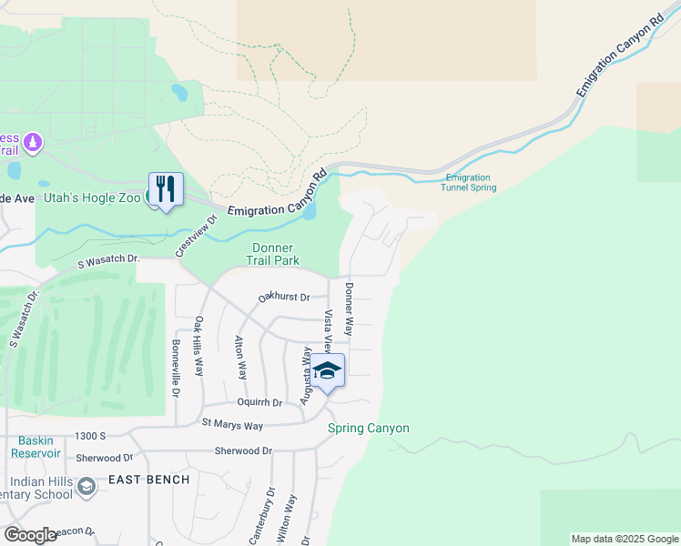 map of restaurants, bars, coffee shops, grocery stores, and more near 960 Donner Way in Salt Lake City