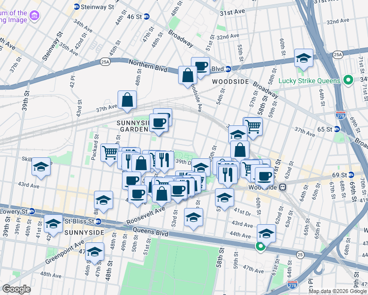 map of restaurants, bars, coffee shops, grocery stores, and more near in 