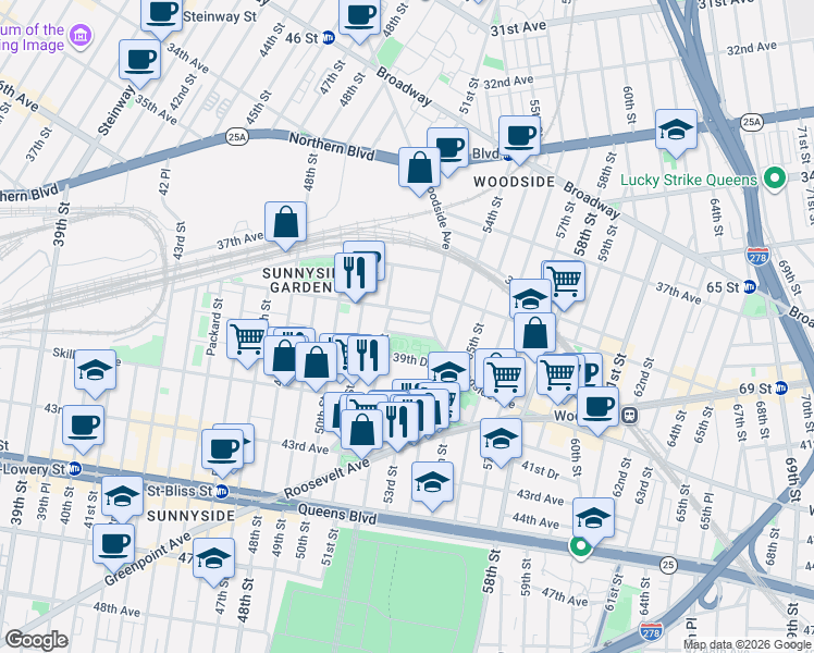 map of restaurants, bars, coffee shops, grocery stores, and more near in 
