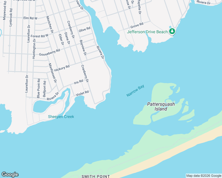 map of restaurants, bars, coffee shops, grocery stores, and more near 707 Riviera Drive in Mastic Beach