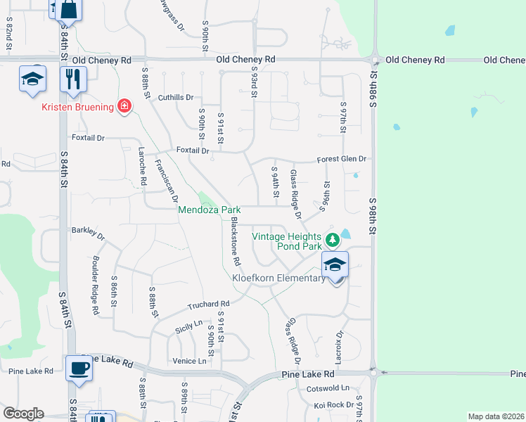 map of restaurants, bars, coffee shops, grocery stores, and more near 6300 Gabrielle Drive in Lincoln