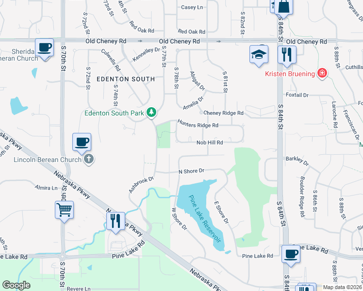 map of restaurants, bars, coffee shops, grocery stores, and more near 7818 Dougan Drive in Lincoln