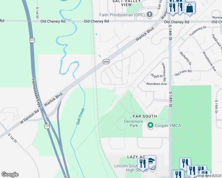 map of restaurants, bars, coffee shops, grocery stores, and more near 6333 Maple View Drive in Lincoln