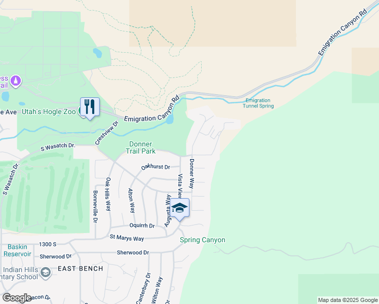map of restaurants, bars, coffee shops, grocery stores, and more near 960 Donner Way in Salt Lake City