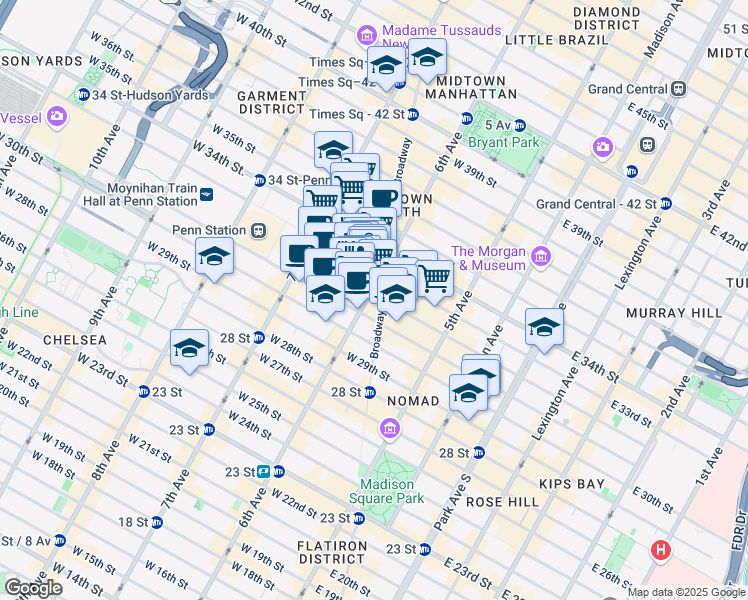 map of restaurants, bars, coffee shops, grocery stores, and more near 894 6th Avenue in New York
