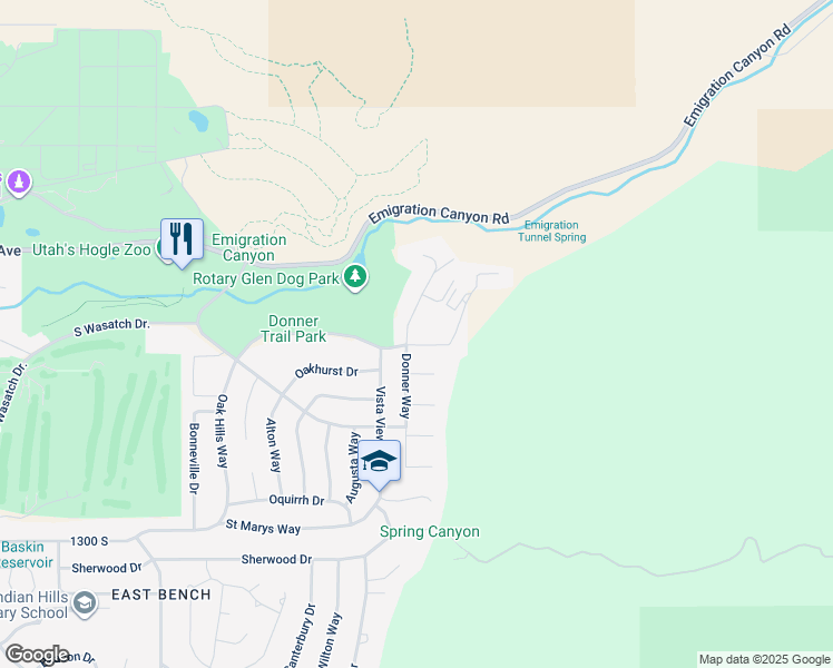 map of restaurants, bars, coffee shops, grocery stores, and more near 939 Donner Way in Salt Lake City