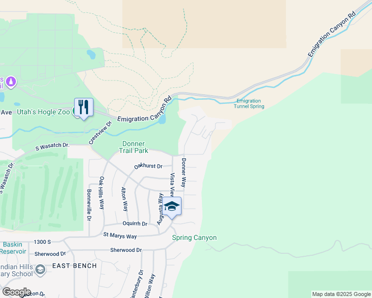 map of restaurants, bars, coffee shops, grocery stores, and more near 939 Donner Way in Salt Lake City