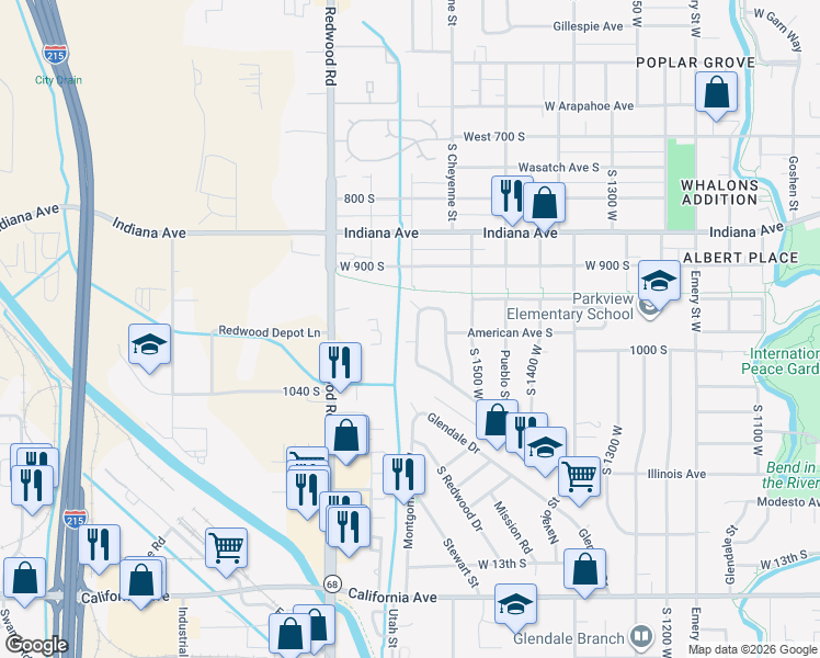 map of restaurants, bars, coffee shops, grocery stores, and more near 984 South Montgomery Street in Salt Lake City