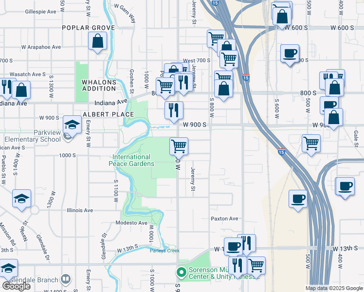 map of restaurants, bars, coffee shops, grocery stores, and more near 882 West Montague Avenue in Salt Lake City