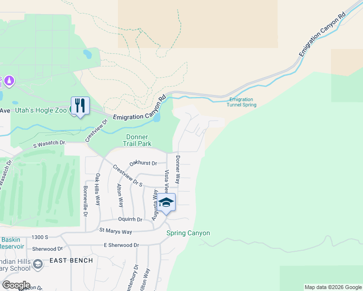 map of restaurants, bars, coffee shops, grocery stores, and more near 939 Donner Way in Salt Lake City