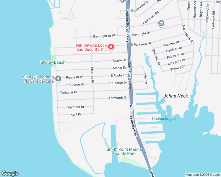 map of restaurants, bars, coffee shops, grocery stores, and more near 81 Trafalgar Drive in Shirley