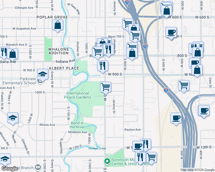 map of restaurants, bars, coffee shops, grocery stores, and more near 882 West Montague Avenue in Salt Lake City