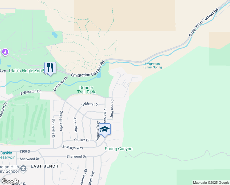 map of restaurants, bars, coffee shops, grocery stores, and more near 939 Donner Way in Salt Lake City