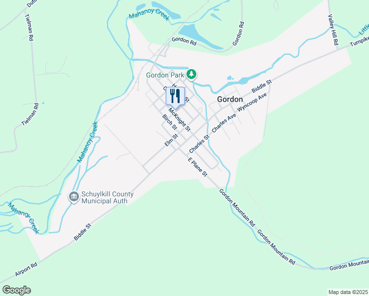 map of restaurants, bars, coffee shops, grocery stores, and more near 125 West Biddle Street in Gordon