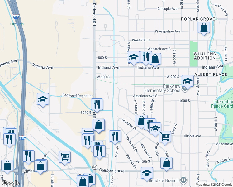 map of restaurants, bars, coffee shops, grocery stores, and more near 978 South Montgomery Street in Salt Lake City