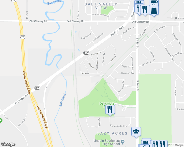 map of restaurants, bars, coffee shops, grocery stores, and more near 669 Carlton Drive in Lincoln
