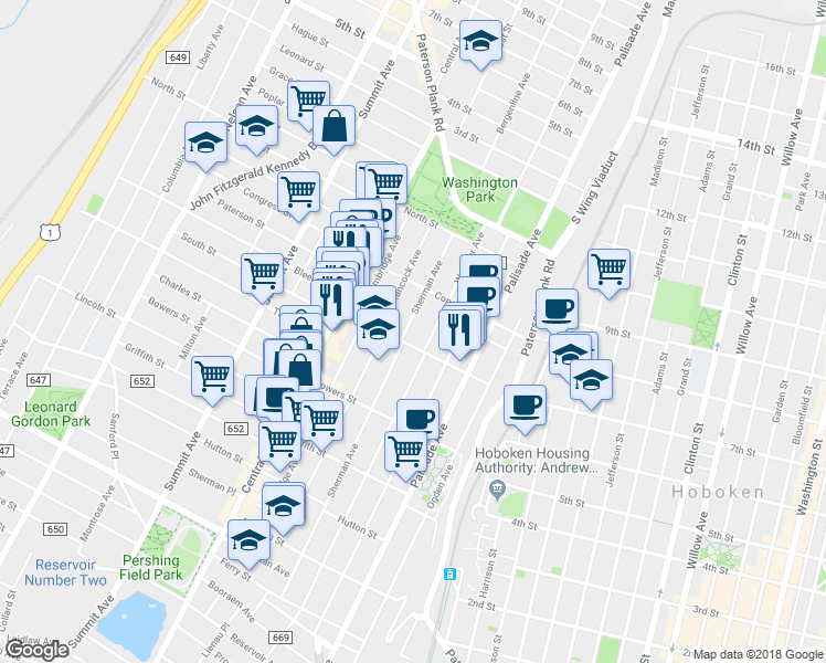 map of restaurants, bars, coffee shops, grocery stores, and more near 236 Sherman Avenue in Jersey City